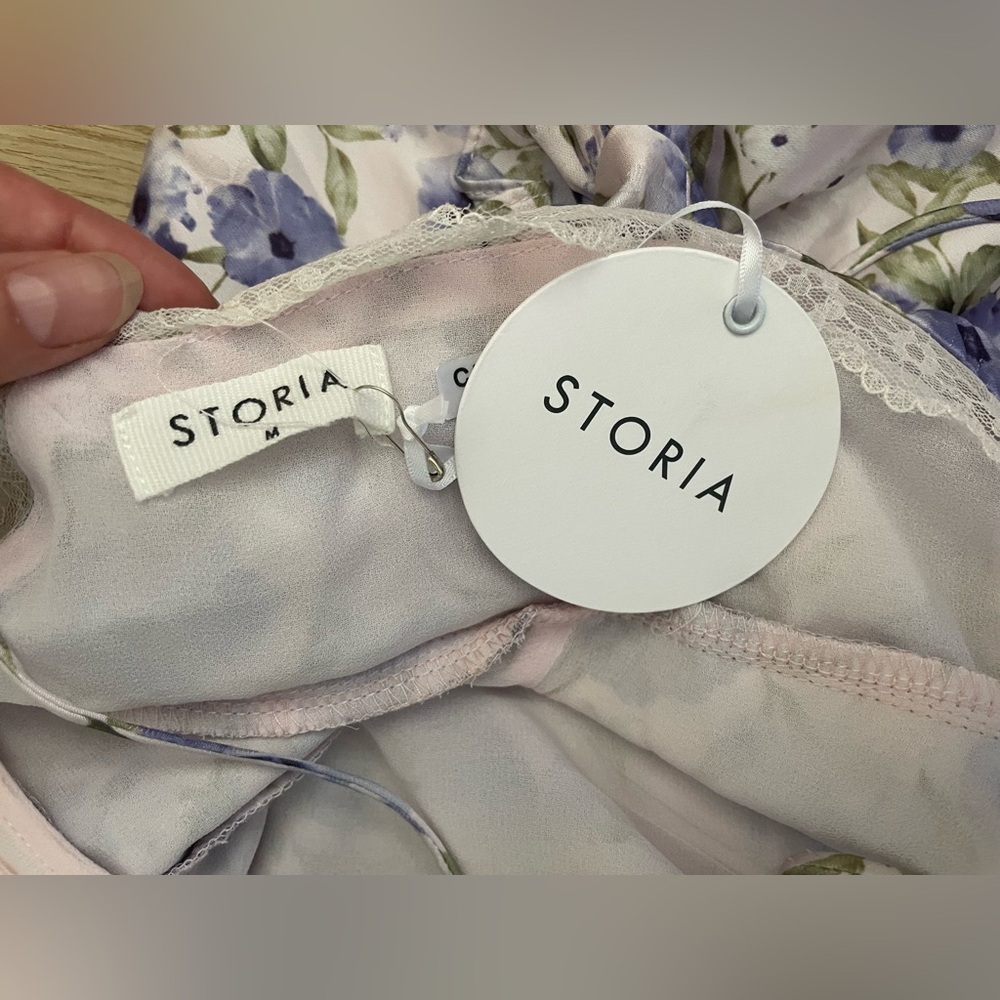 Floral Satin 3D Rosette Maxi Dress M Storia - Picture 15 of 17
